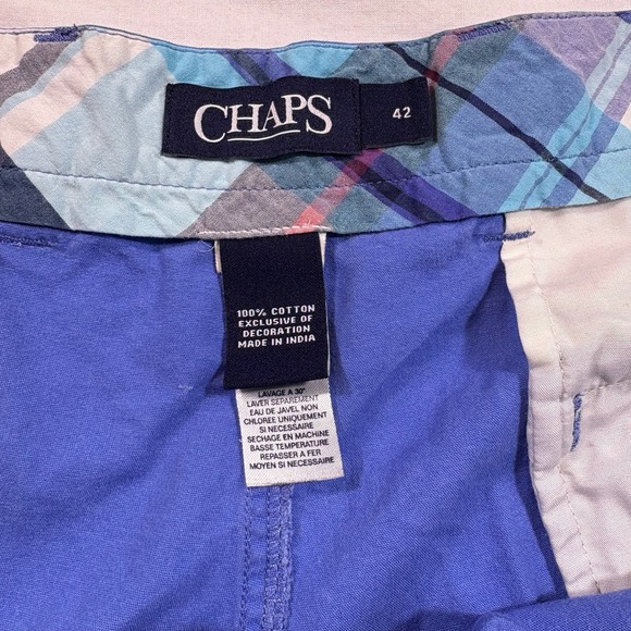 Chaps Mens Blue Cotton Classic Fit Flat Front Shorts Size 42 - Picture 5 of 5